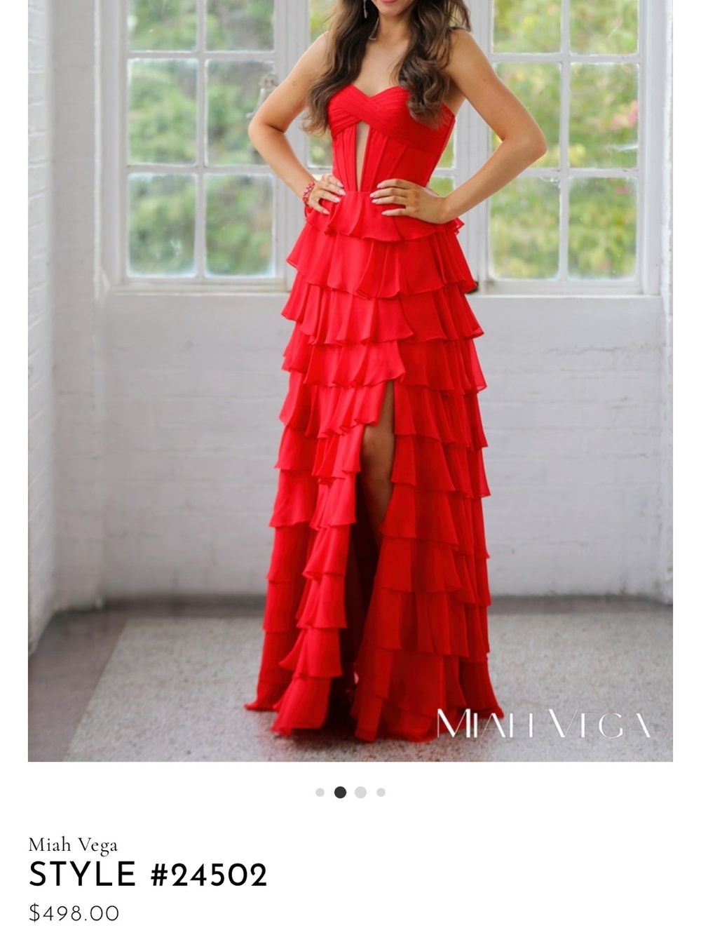 Strapless Tiered Red Evening Dress corset back